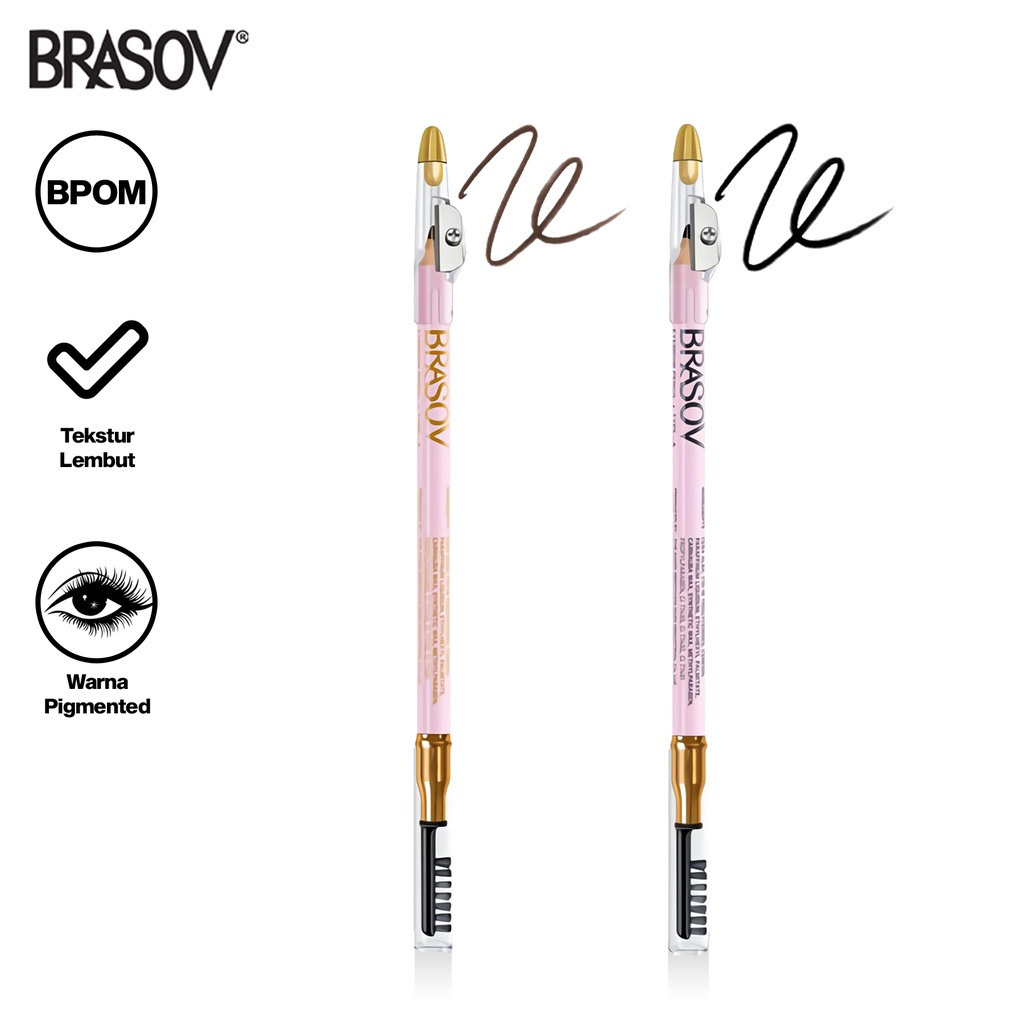 BRASOV eyebrow pencil serut pensil alis  sisir 2,5 gr