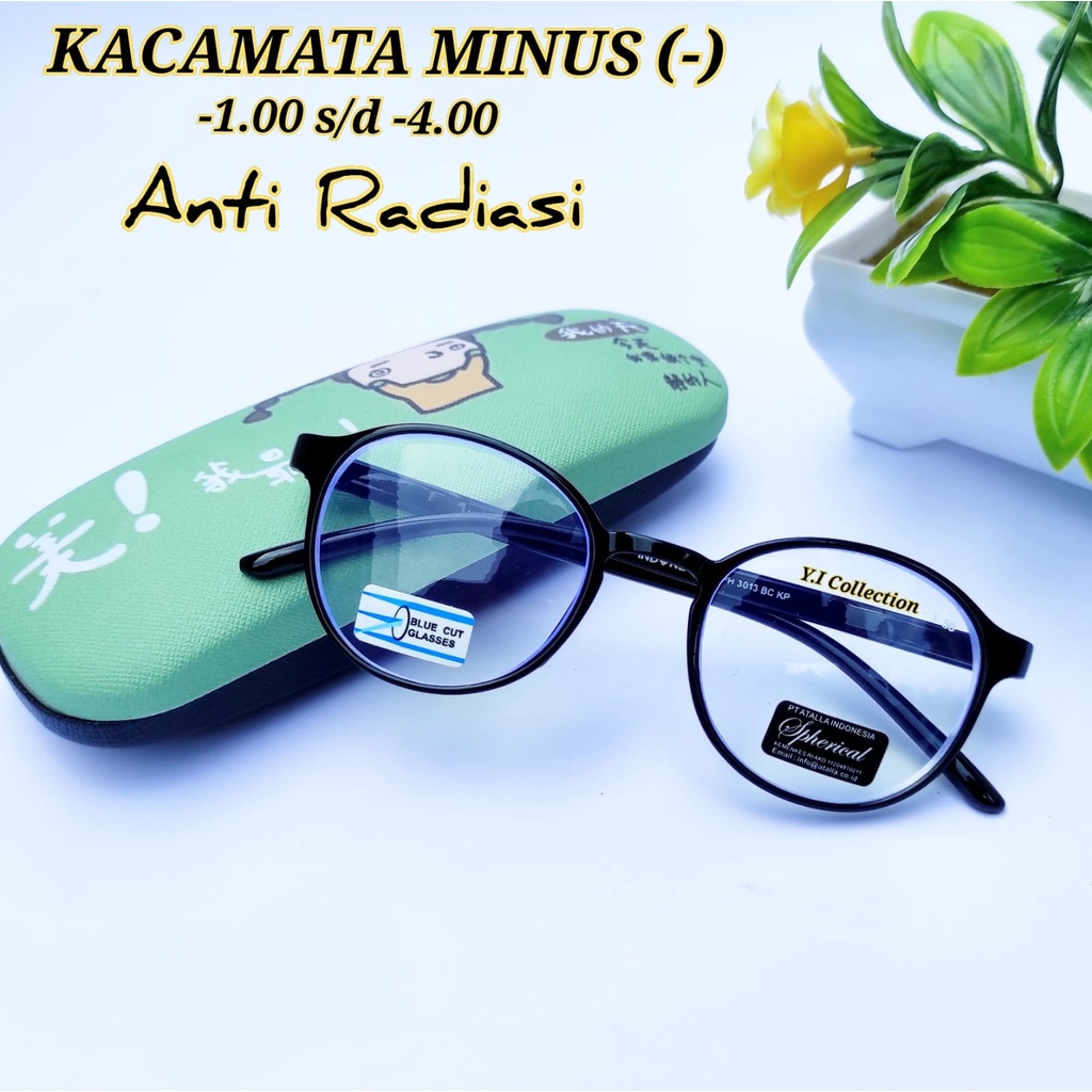 COD-Kacamata Minus (-) ANTI RADIASI BLUERAY Kacamata Oval Lensa Minus Korea Style Kacamata Rabun Jau
