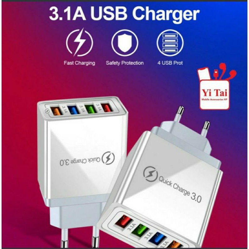 BATOK CHARGER YI TAI 4USB FAST CHARGING 3.0 - KEPALA CHASAN 4USB YITAI