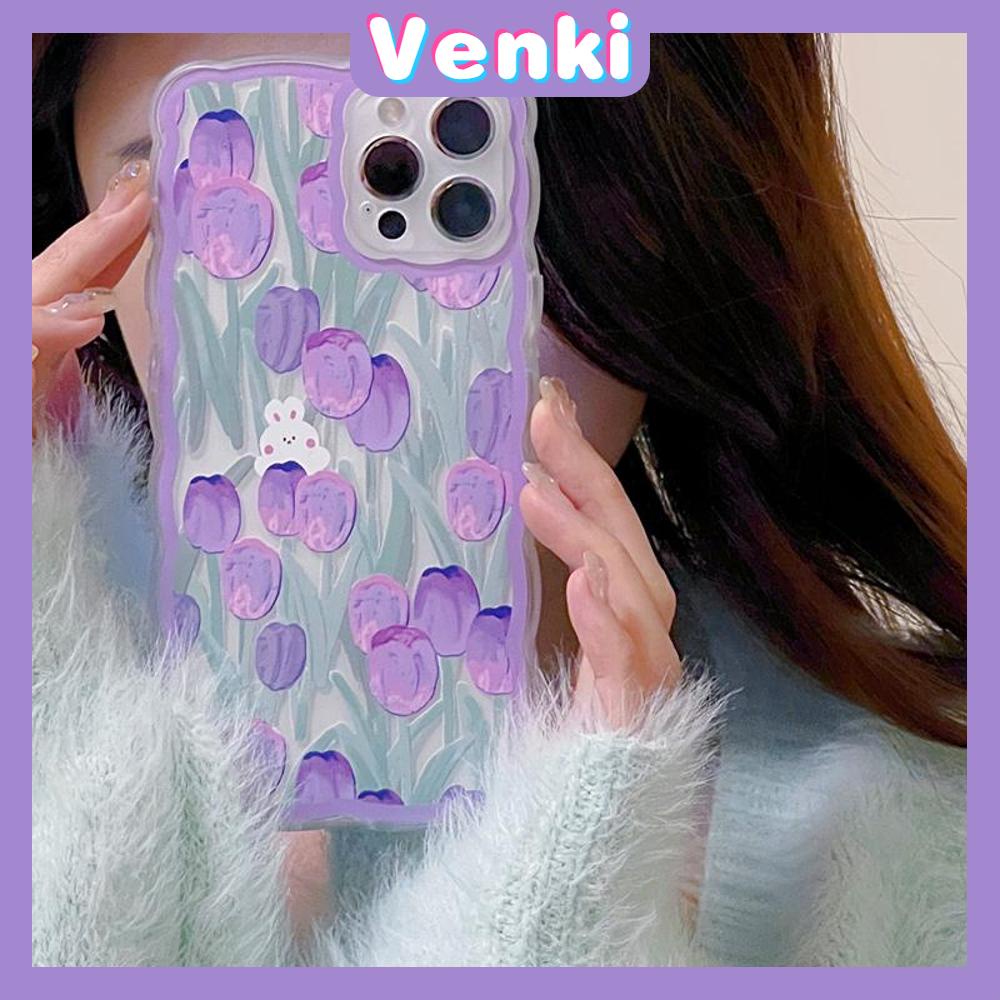 iPhone Case Silicone Soft Case Clear Case Wave Non-Slip Shockproof Camera Full Coverage Protection Purple Tulip For iPhone 13 Pro Max iPhone 12 Pro Max iPhone 11 iPhone 7 Plus