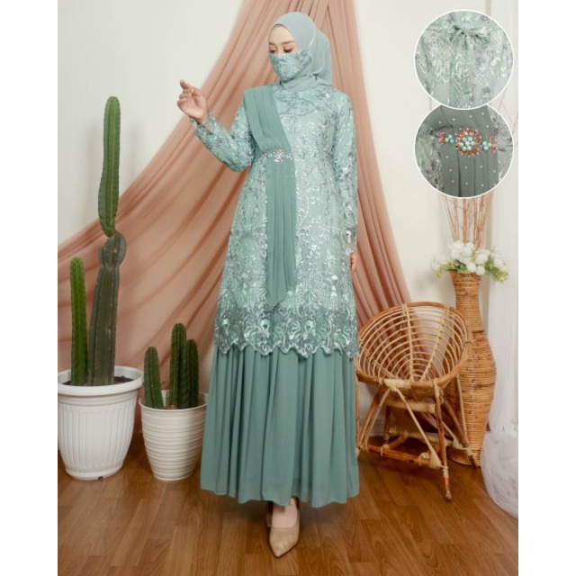 New (COD) Gamis Dewasa Terbaru Elegan Gamis Tutu Selendang// Gamis Kebaya Moderen Terbaru