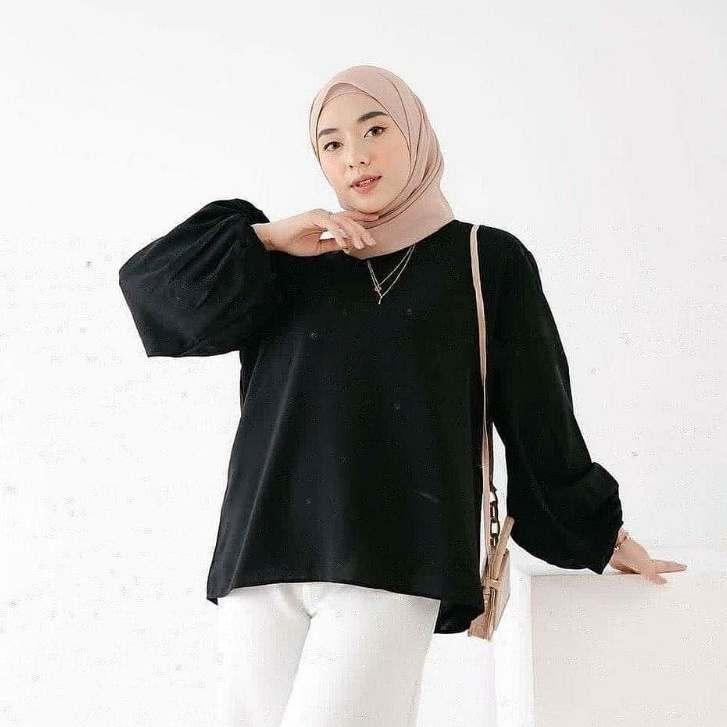 BLOUSE LUCIA KOREAN STYLE / LUCY BLOUSE BALON WOLFIS / ATASAN WANITA INDY BLOUSE / RUFY BASIC MURAH