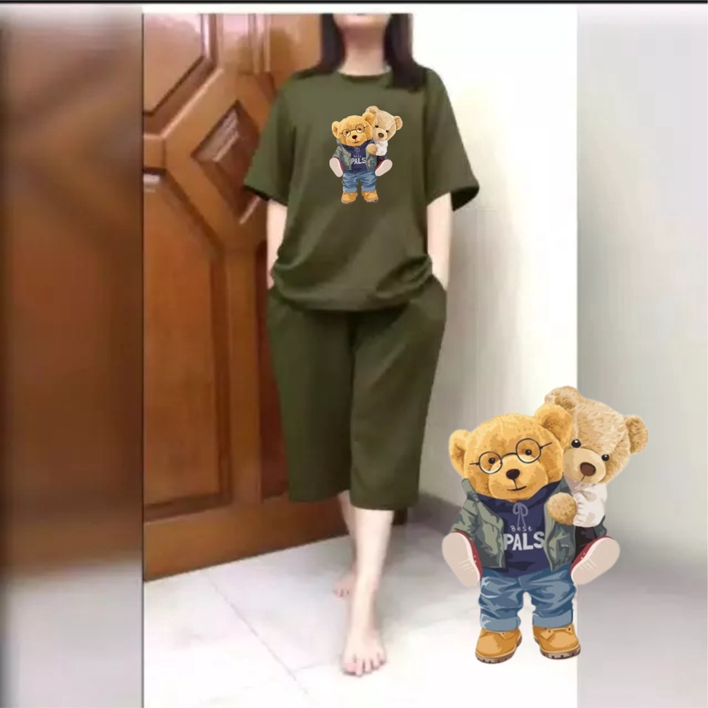 Setelan Wanita JUMBO + Celana Kulot 3/4 Big Size LD 120 Teddy Gendong