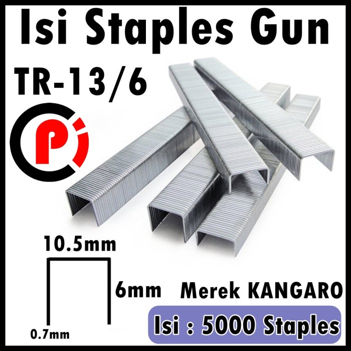KANGARO Staples Isi Stapler Tembak Gun Tacker 13/6 10.5 x 6mm isi 5000