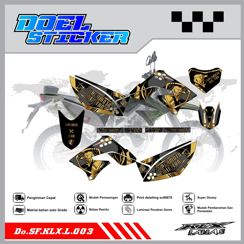 Sticker Striping Honda KLX L , S Lama List Variasi Hologram , Crome Doel 003