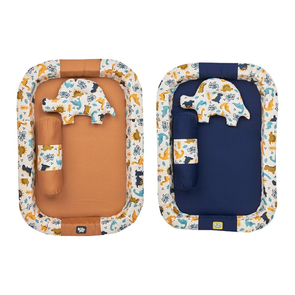 KASUR BABY JOY BAYI KOLAM + KELAMBU LITTLE DINO SERIES - BJK 4018 - WARNA COKLAT DAN NAVY-1