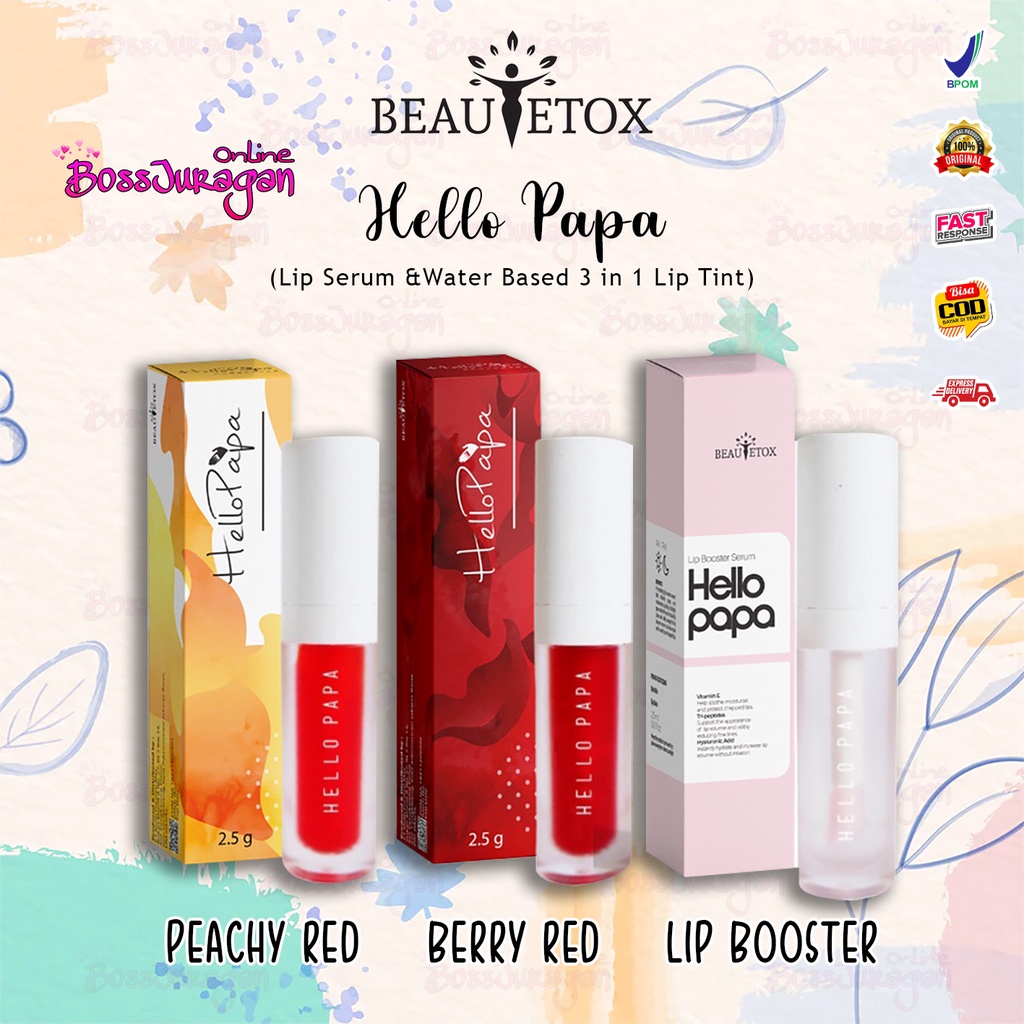 (BOSS) BEAUTETOX Hello Papa Lip Booster Serum | Water Based 3in1 Lip Tint | Pencerah Bibir BPOM - 2,5g