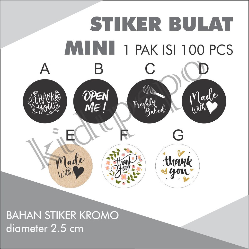 

STIKER BULAT MINI THANK YOU OPEN ME MADE WITH LOVE FRESHLY BAKED