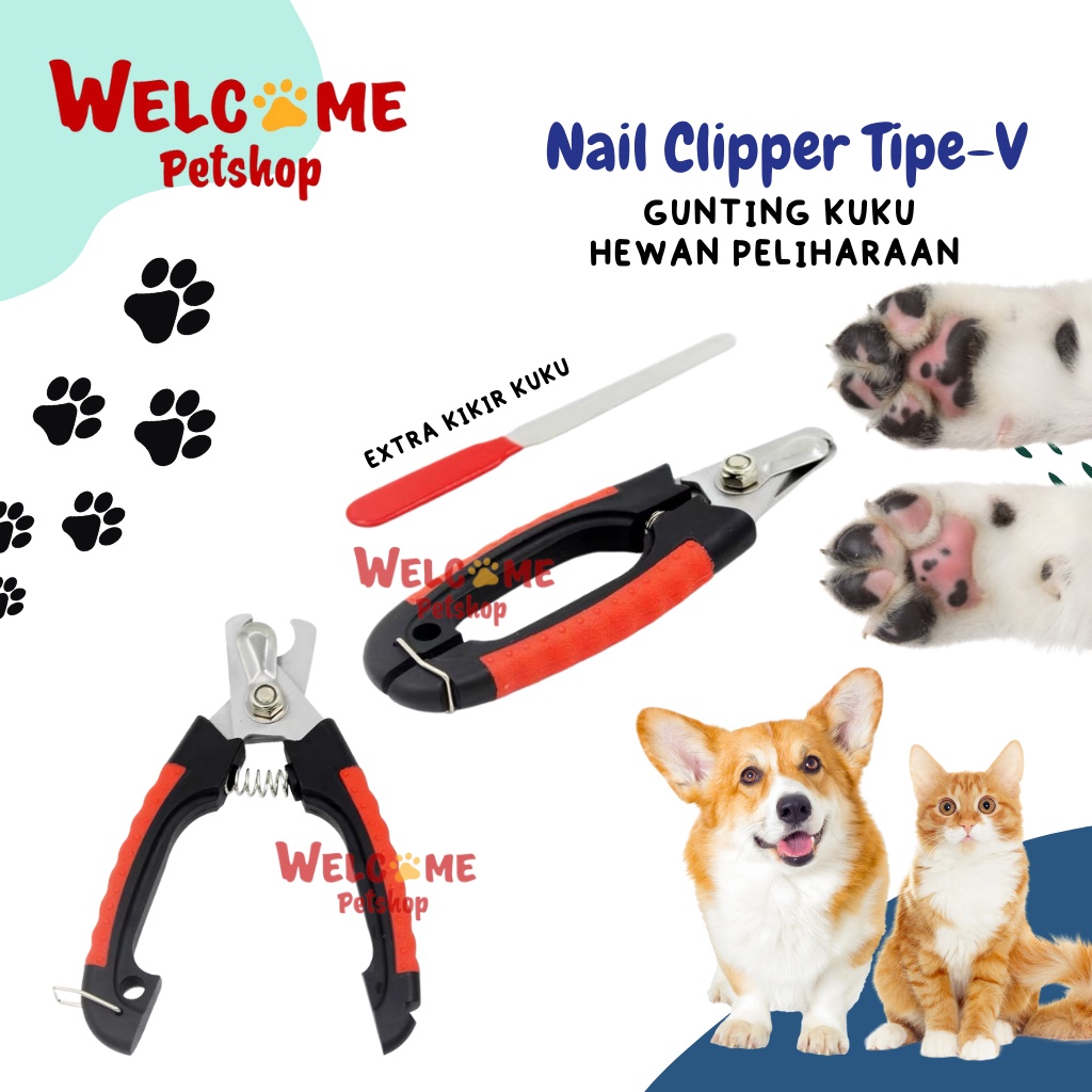 Nail Clipper Tipe V Gunting Pengasah Kuku Anjing Kucing Kikir Besar