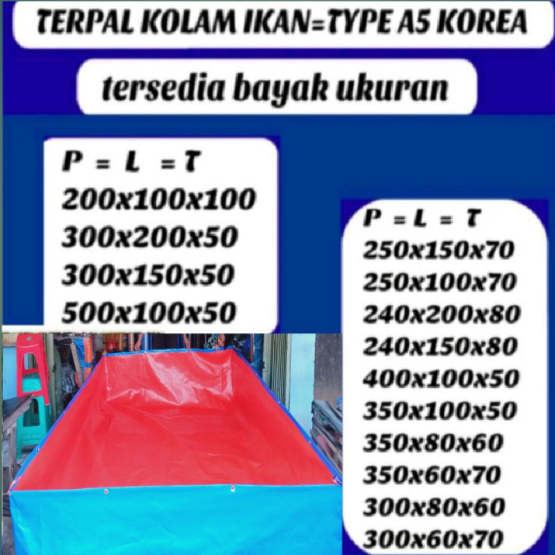 TERPAL KOLAM IKAN TYPE A5 200X100X100