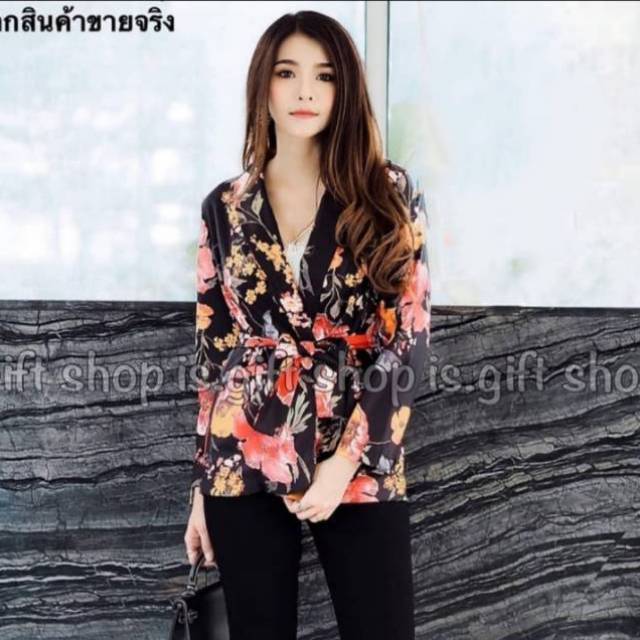 SETELAN BLAZER WANITA MOTIF BUNGA SAKURA PREMIUM IMPORT CASUAL DAILY