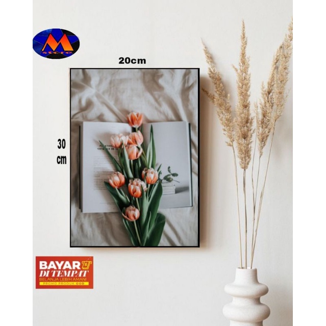 HIASAN DINDING TEMA BUNGA TULIP/POSTER KAYU BUNGA TULIP/POSTER BUNGA TULIP/WALLDECOR