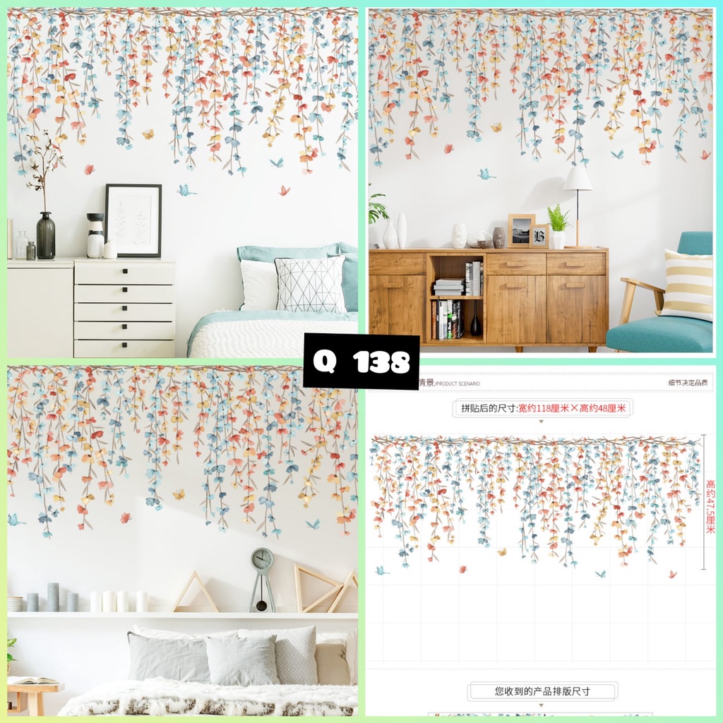 WALLSTIKER WALLSTIKER WALL STICKER STIKER PAPER WALLPAPER DINDING D3 MOTIF TANAMAN HIJAU DAUN POHON KAKTUS MONSTERA DEKORASI CAFE RUMAH PINTU JENDELA CERMIN KACA HIASAN KERAMIK KAMAR MANDI TOILET ANTI AIR WATERPROOF TEGEL KOMPOR KULKAS DAPUR 3D AESTHENTIC-Q138