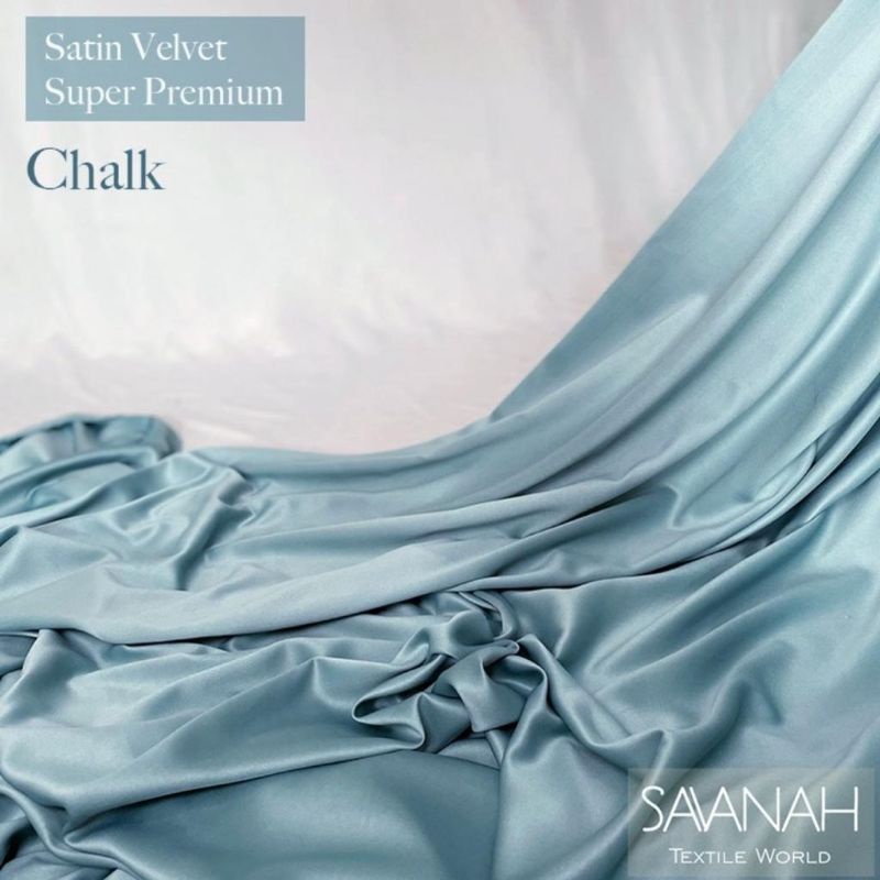 1 meter Kain Satin Velvet SUPER PREMIUM / Sateen Velvet Premium Dress hijab Gamis PASTEL-Chalk