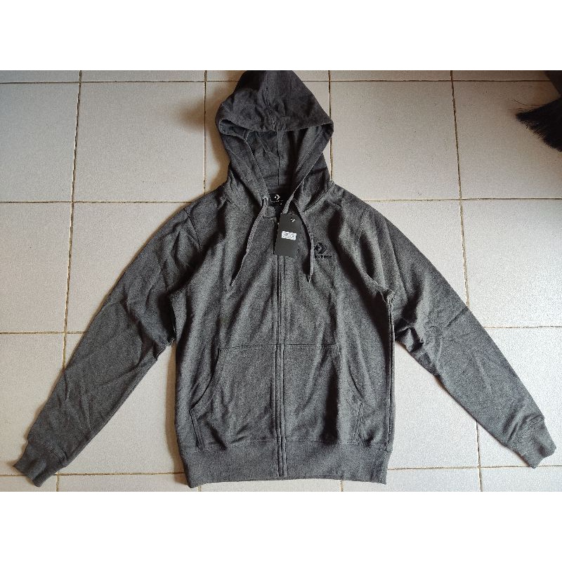 Zipper Hoodie Converse Chevron Bordir Men's - Dark Grey/Charcoal