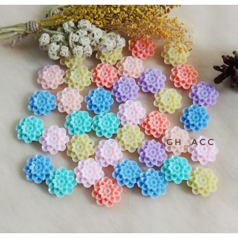 Resin Mawar Gerigi 12 Pcs Warna Campur- Resin Mawar Murah