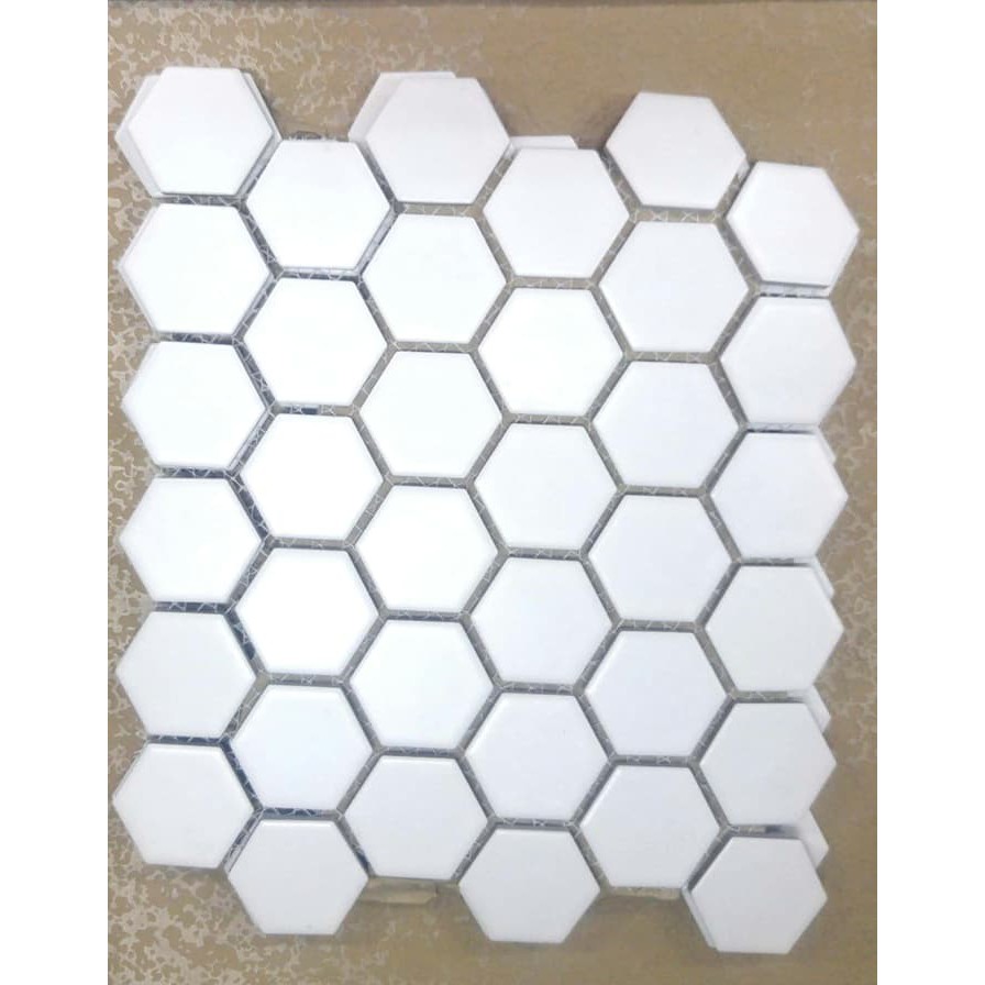 NEW SALE KERAMIK MOZAIK HEXAGONAL 5 CM PUTIH DOFF