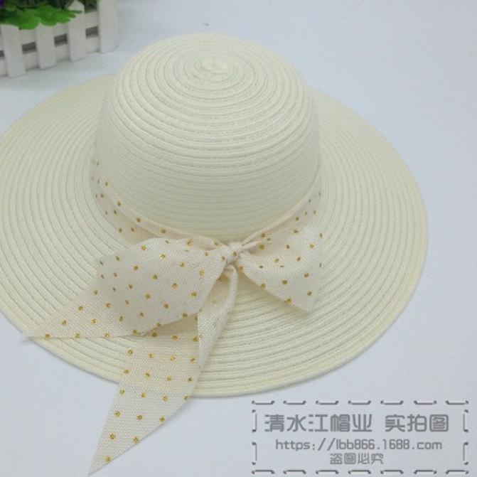 MAY STAR Topi Pantai Rajut Pita Bintik Emas T2