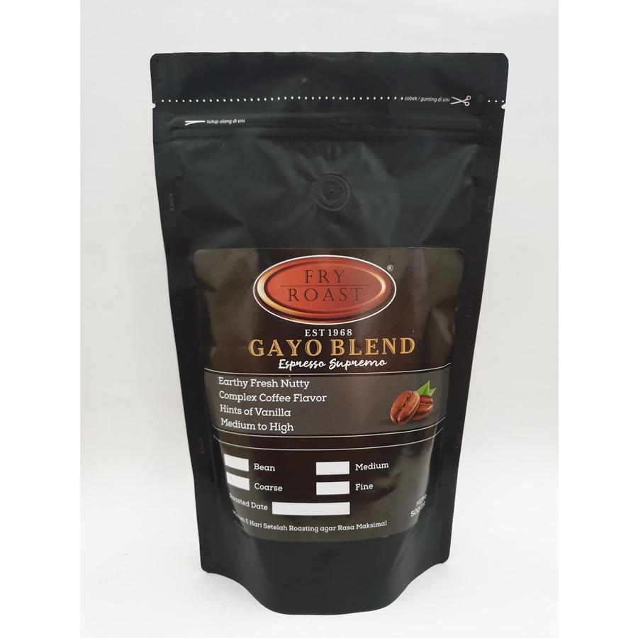 

KOPI GAYO BLEND ESPRESSO SUPREMO 500 GRAM BIJI DAN BUBUK - BIJI