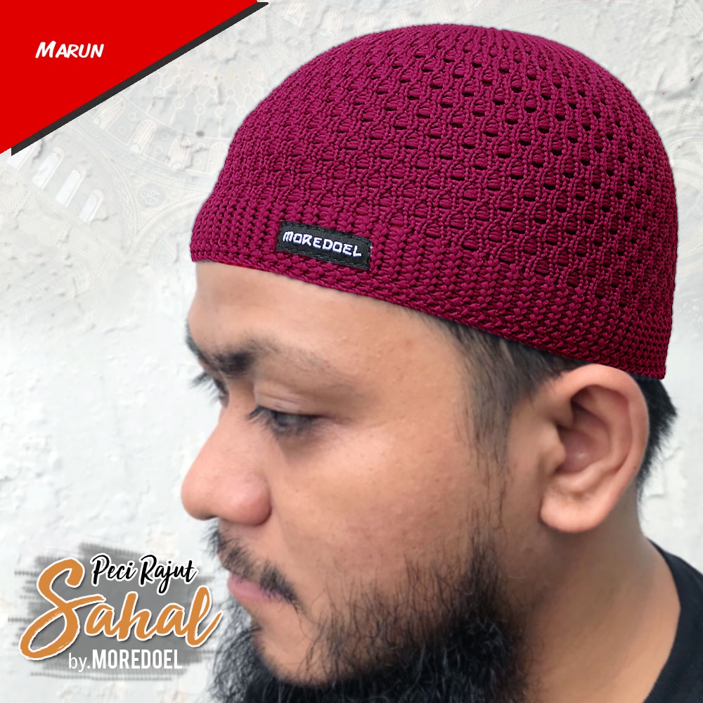 MOREDOEL - Kopiah Peci Sholat Peci Rajut Sahal Elastis dan Nyaman dipakai Cocok untuk Souvenir Tahlilan dan Syukuran