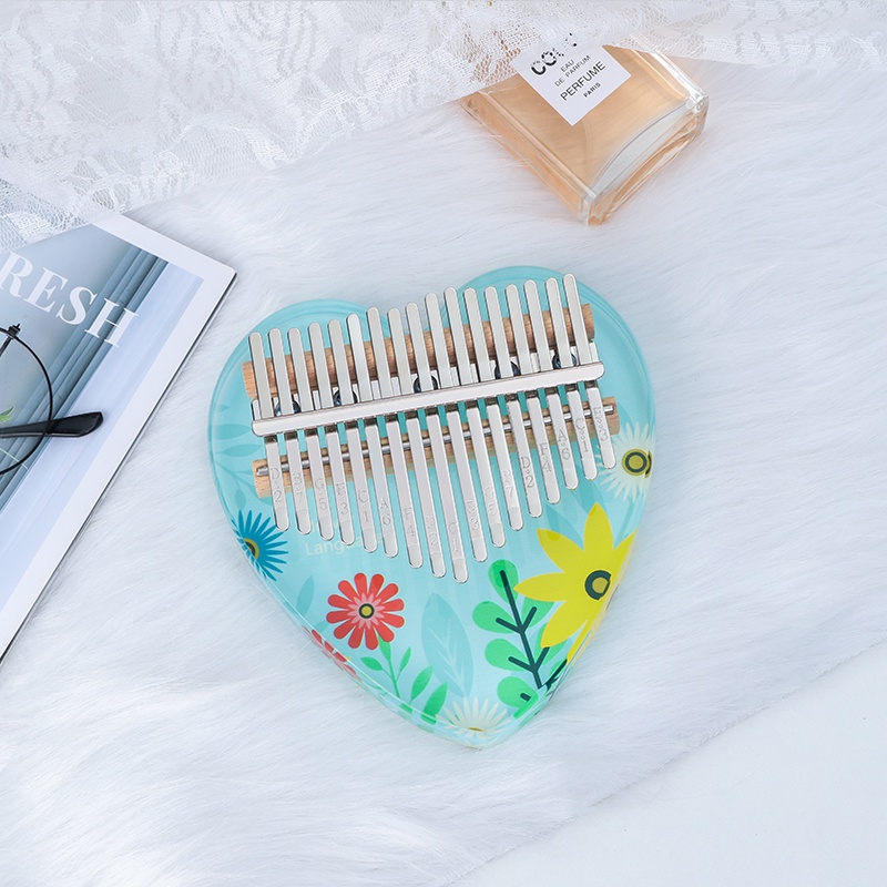 Piano Jari Kalimba 17 Kunci Motif Bunga Transparan