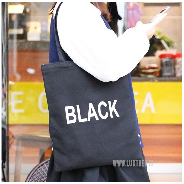LUXTHER - TAS KULIAH FASHION TOTE BAG BAHAN 300D WANITA TAS SHOPPING TAS KANVAS OOTD