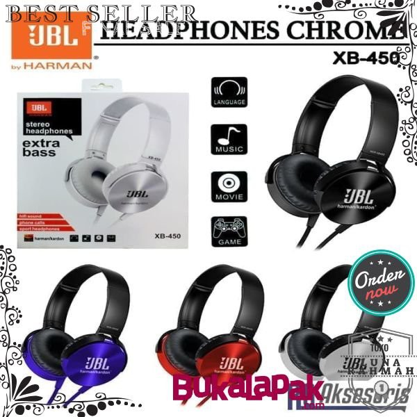 Unik HEADSET BLUETOOTH EARPHONE HANDSFREE JBL XB450BT EXTRA BASS KABEL Berkualitas
