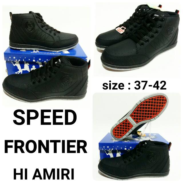 Sepatu sekolah dewasa full black Speed Frontier Hi amiri sepatu sekolah keren murah dan terbaru