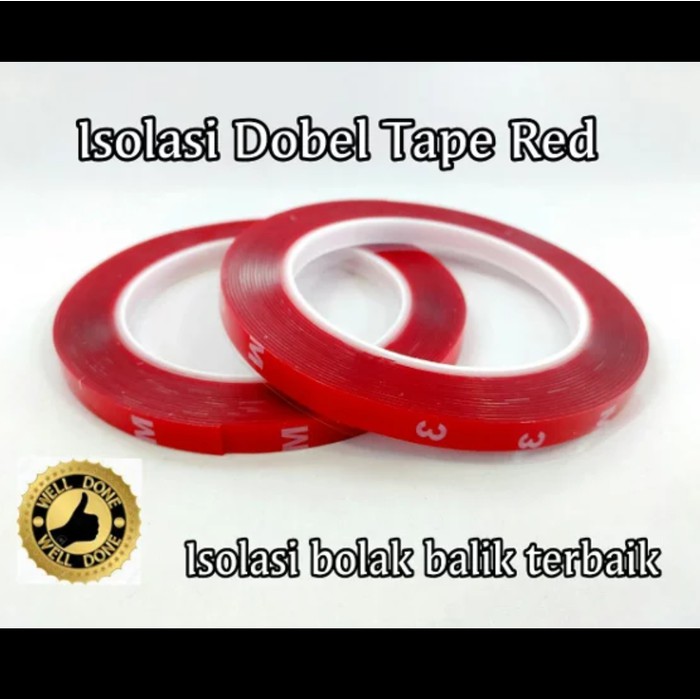 

[PROMO] Isolasi Bolak Balik / Dobel Tape 3M Merah Gel 1cm