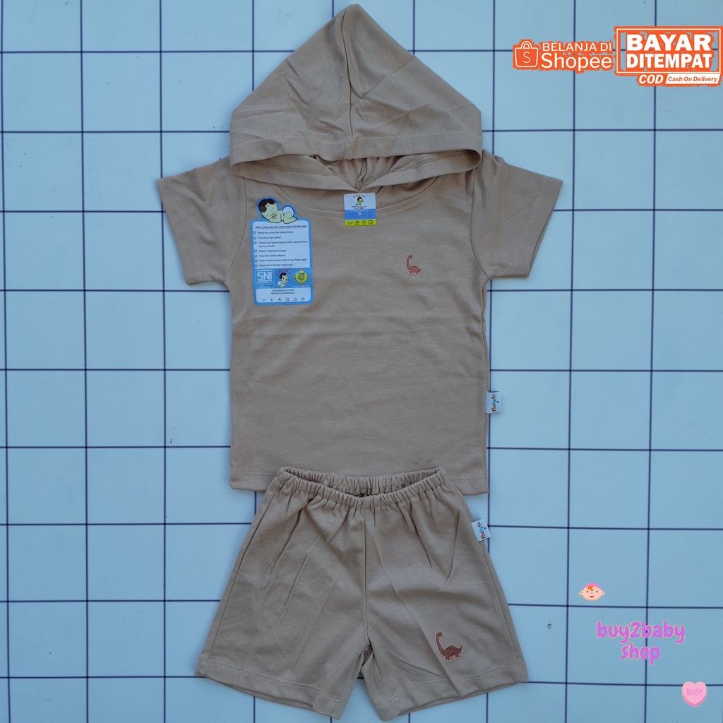Baju Bayi Setelan Hoodie Pendek Bahan Premium BABYHAI Brown Series 1 PCS