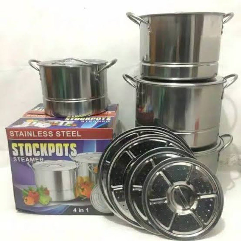 Panci set stainless steel stockpots steamer 555 4 in 1
