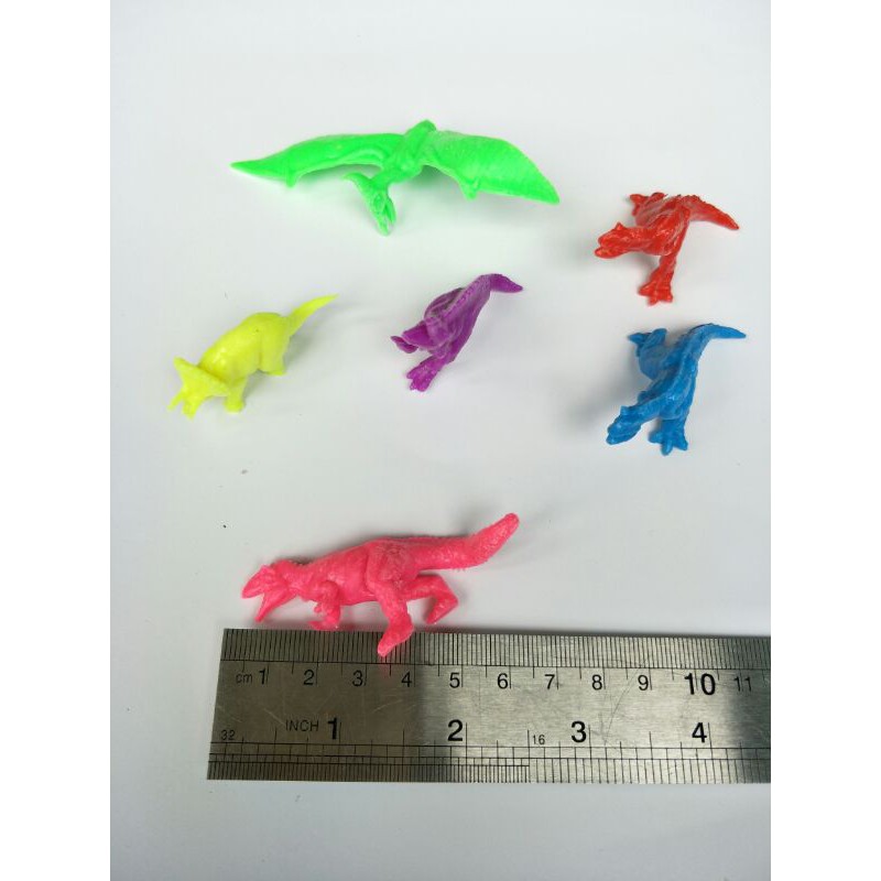 Mainan Dinosaurus Karet Mini Set 6pcs Warna Warni Murah