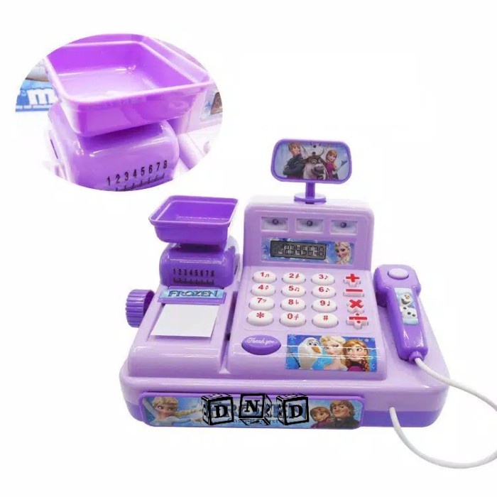 G5T4Hht Mainan Anak Perempuan Cash Register Super Market Ungu Mesin Kasir Re3604GH