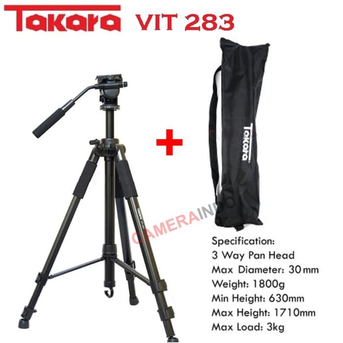 Tripod TAKARA VIT 283 Professional Photo Video Tripod DSLR Kamera Murah Berkualitas
