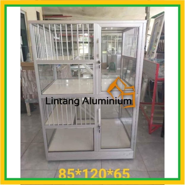 Kandang Kucing Aluminium/Minimalis 2 Tingkat kaca murah