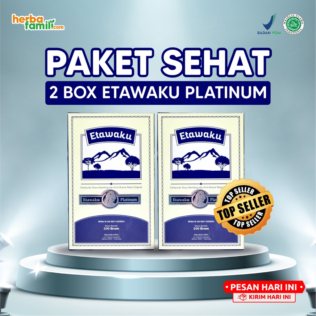 

Susu Etawaku Platinum Original Paket 2 Box Susu Kambing Etawa Bubuk Murni Rendah Gula Untuk Kesehatan Asma Pernafasan Tulang & Sendi Isi 200gr