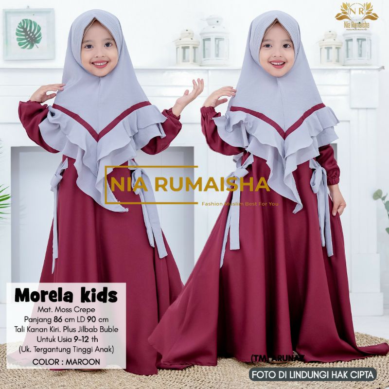 Gamis Anak Set Jilbab Polos Morela Kids By Nia Rumaisha