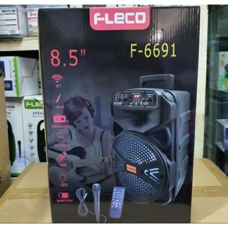 Speaker Bluetooth Wireless Fleco F-6691 // F-955D Ukuran 8'5 inch Free Mic Karaoke