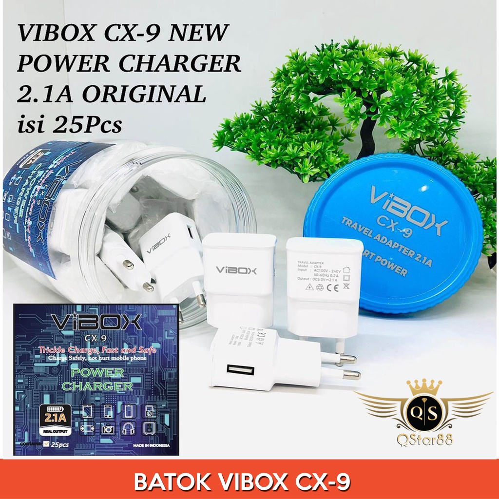 TRAVEL ADAPTOR CHARGER VIBOX CX-9 1USB 2.1A BATOK CHARGER VIBOX KEPALA CASAN VIBOX 1USB 2.1A 1 TOPLE