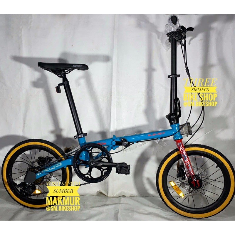 SEPEDA LIPAT ELEMENT TROY X 8 16 INCH  HYDRAULIC 8 SPEED BLUE RED