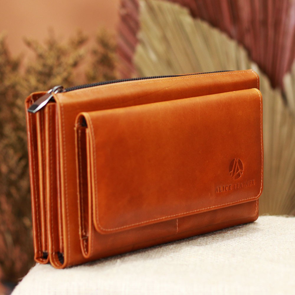 MARETHA WALLET - Dompet Tangan Terbuat dari Kulit Sapi Asli Dompet Wanita ALICE LEATHER Kode : AH01