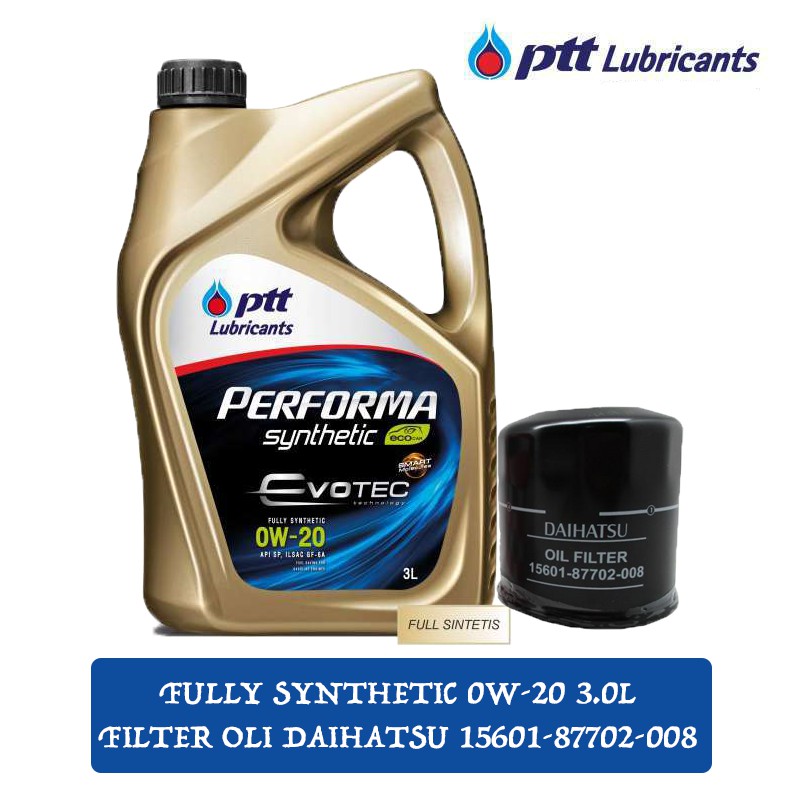 PTT Lubricants Performa Synthetic ECO 0W-20 3.0L + FIlter Oli Daihatsu