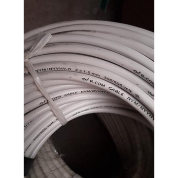 ><><><] Kabel listrik 2x 1.5 mm kabel bulat. Kabel putih