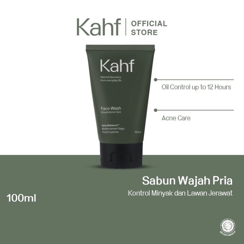 Kahf Oil and Acne Care Face Wash 100 ml - Sabun Pembersih Wajah Pria Untuk Jerawat