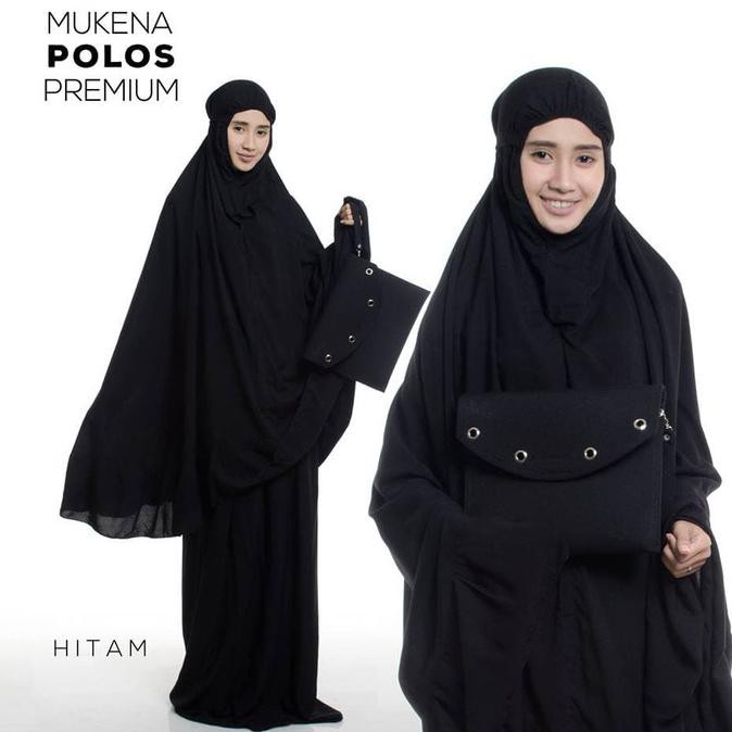 MUKENA DEWASA PREMIUM POLOS HITAM