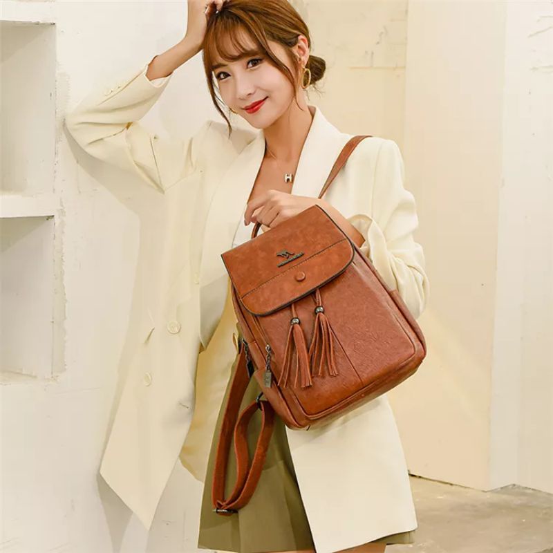 Tas Ransel Stylish Ransel Wanita Kpop Style -MOCHILLASTORE- Backpack Kulit sintetis Lembut Dan Tebal