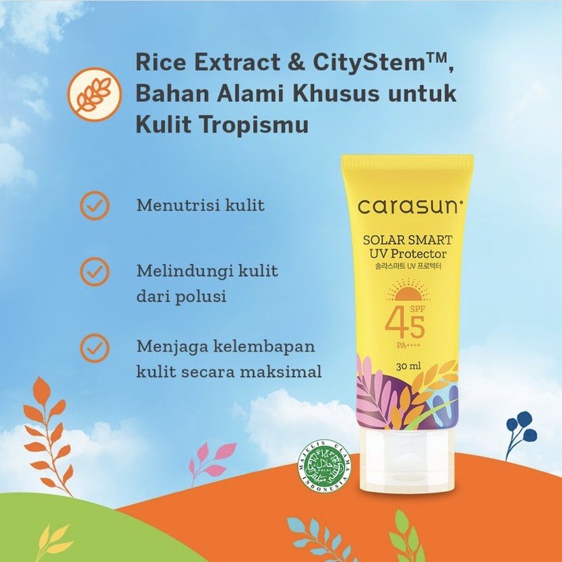 ✦SINAR✦ CARASUN Solar Smart UV Protector SPF 45 Tropical Skin Expert (Sunscreen) (Sachet )