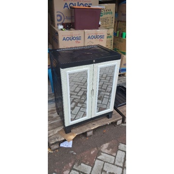 Lemari PLastik Aquose Diva Jumbo Susun 2 Full Kunci+Cermin/Kaca