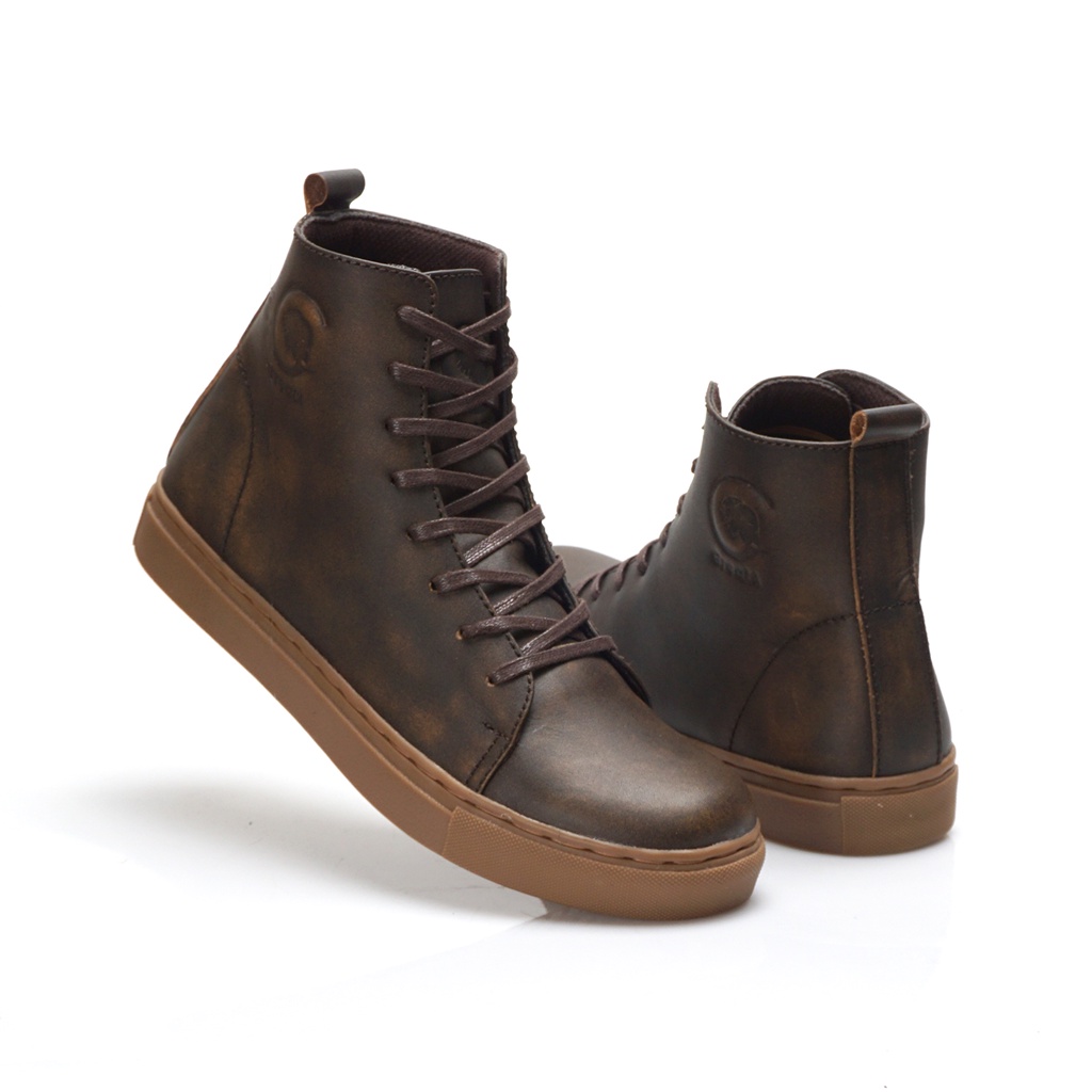 MAGNUS CAMEL ORIGINAL x GREATA Sepatu Kulit Sapi Asli Pria Boots Tinggi Tali Casual Formal Klasik Vintage Jalan Kuliah Kerja Touring Riding Motor Classic High Gum Sole Boot Genuine Leather Footwear Big Size Ukuran Jumbo 44 Keren Terbaru Branded Kekinian