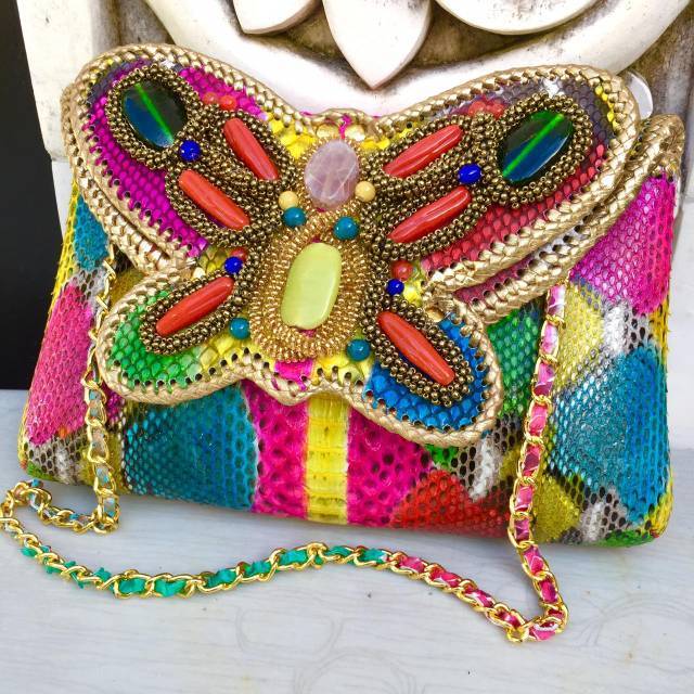 Tas Kulit Ular Nikita Model Kupu Kupu Size S - Multi Color